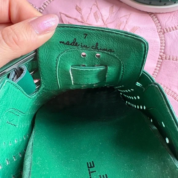 Charlotte Stone Porter Mule Green Perforated 7 - Picture 4 of 7